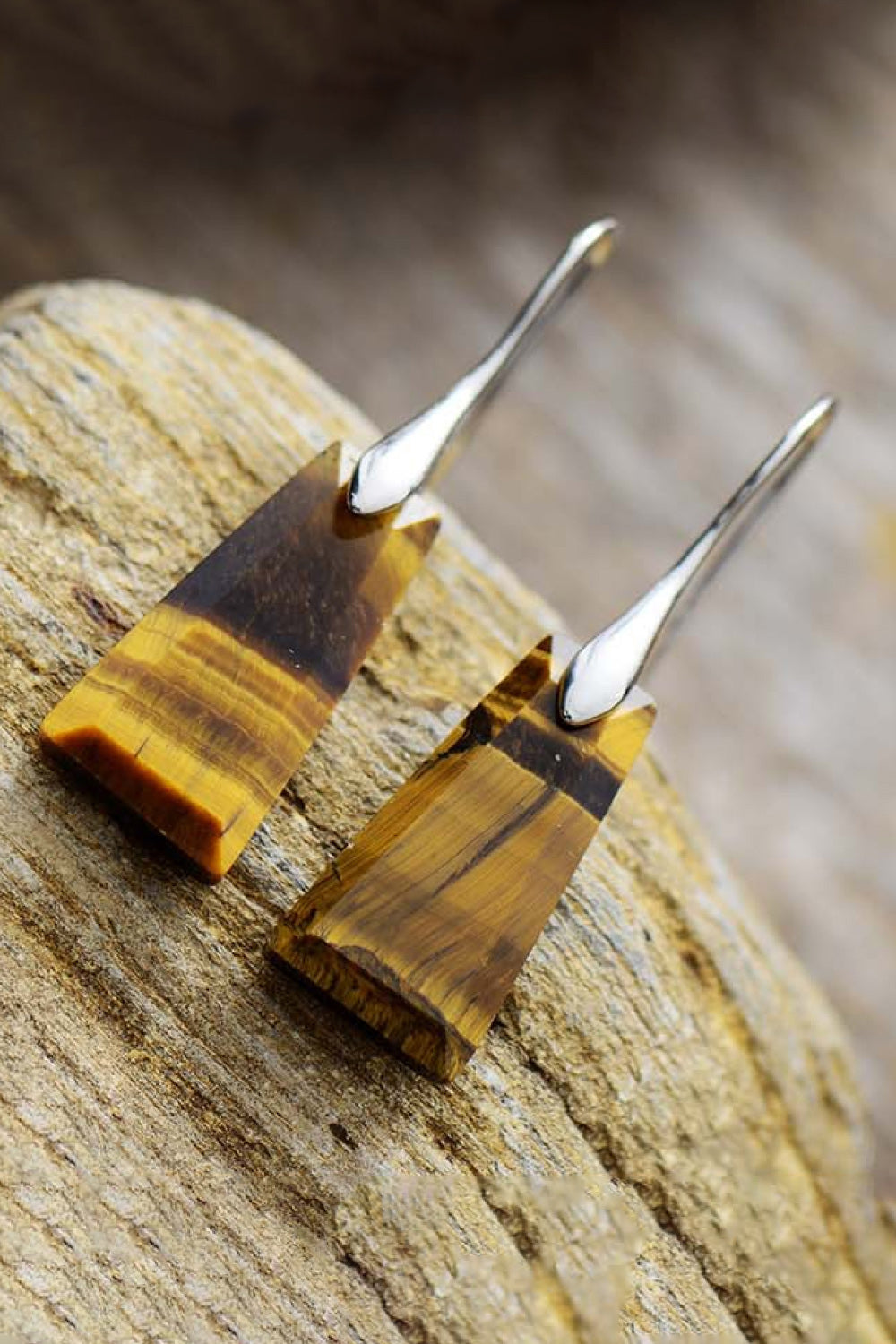 Everything Changes Handmade Natural Stone Dangle Earrings in Geometrical Shape