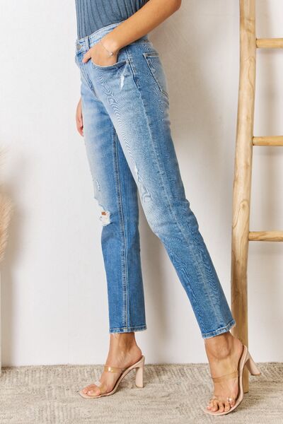 Kancan Maeve High Rise Distressed Slim Straight Jeans