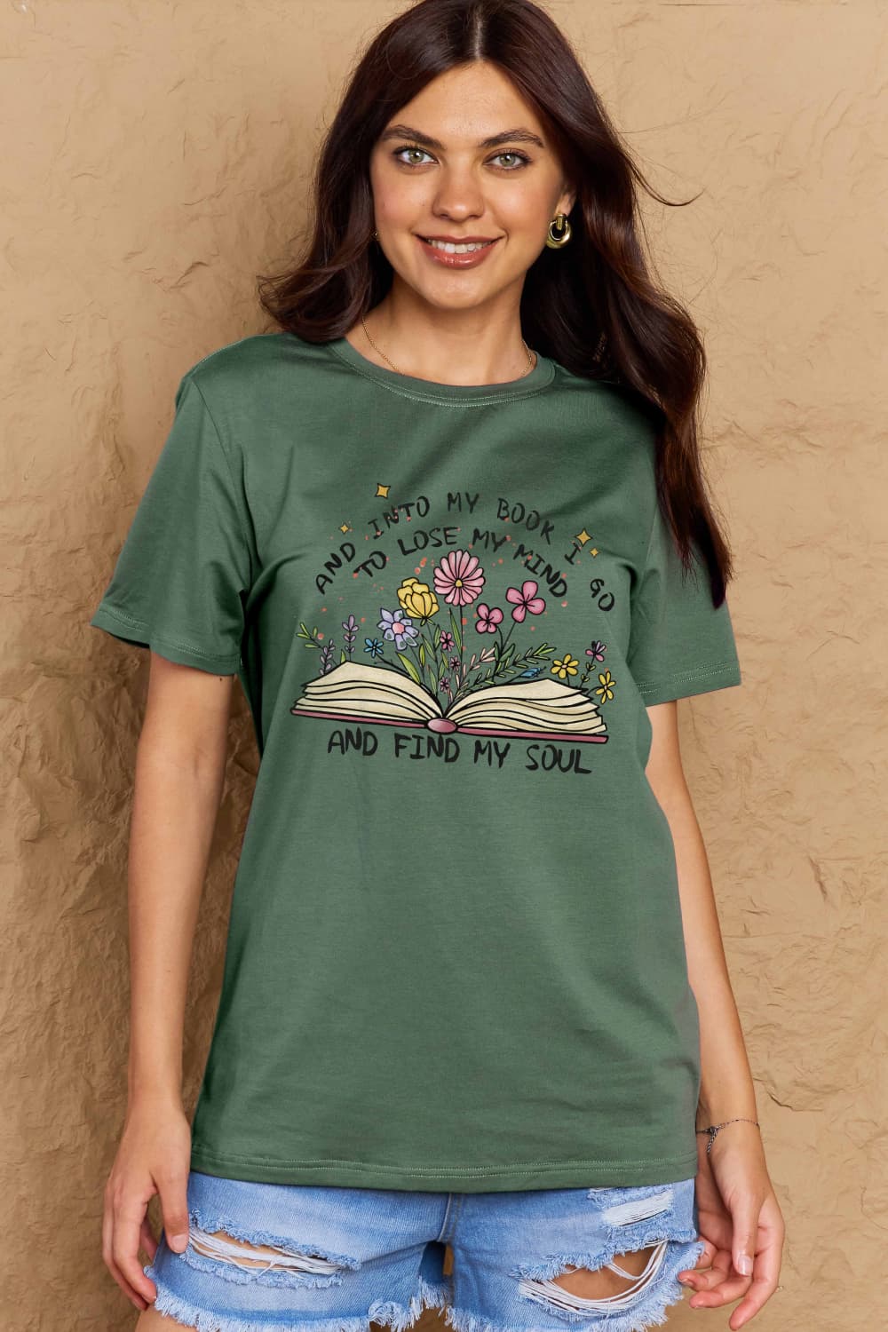 Simply Love Books, Flowers, Soul Graphic Cotton Tee