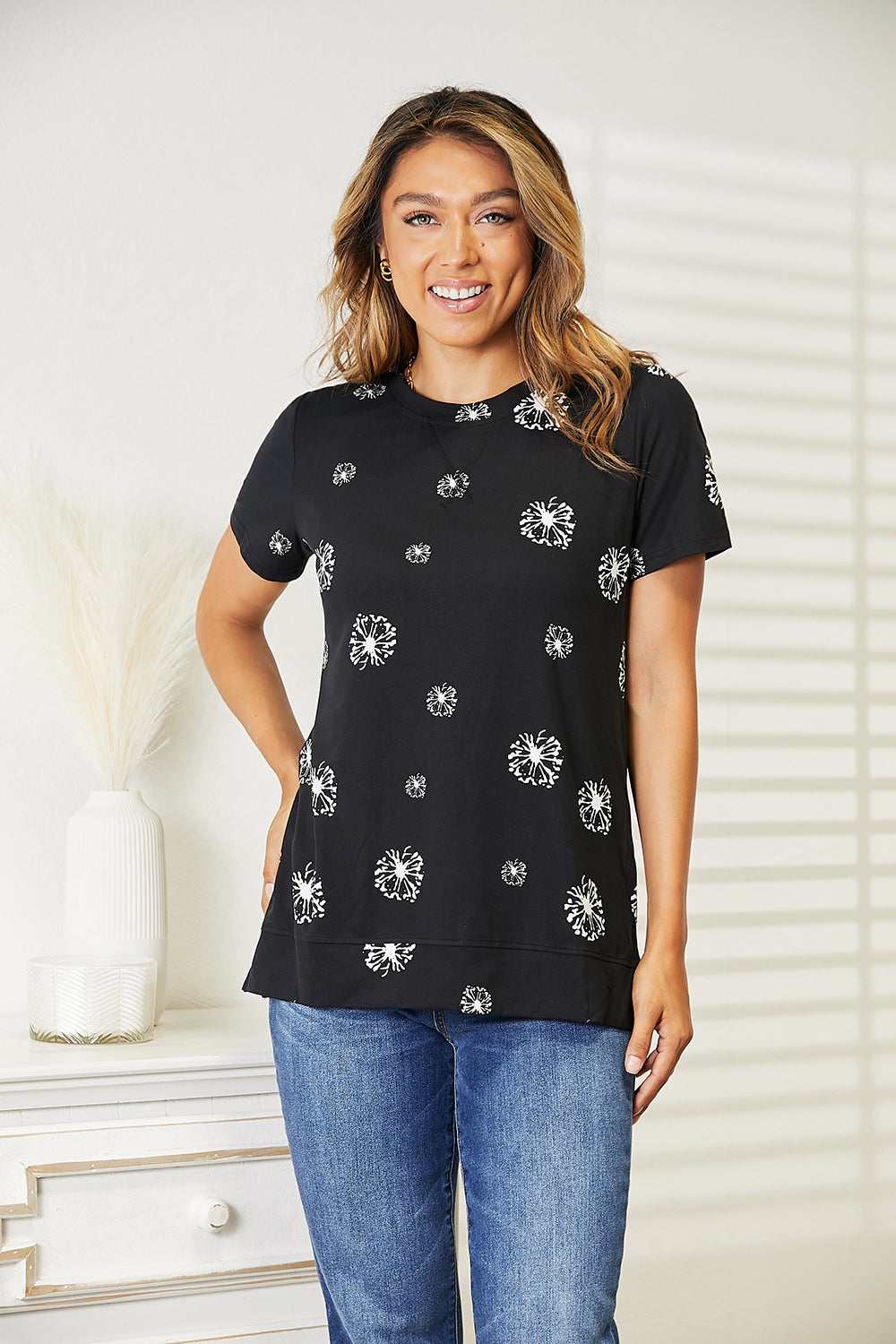 Double Take Trusting The Process Dandelion Print T-Shirt