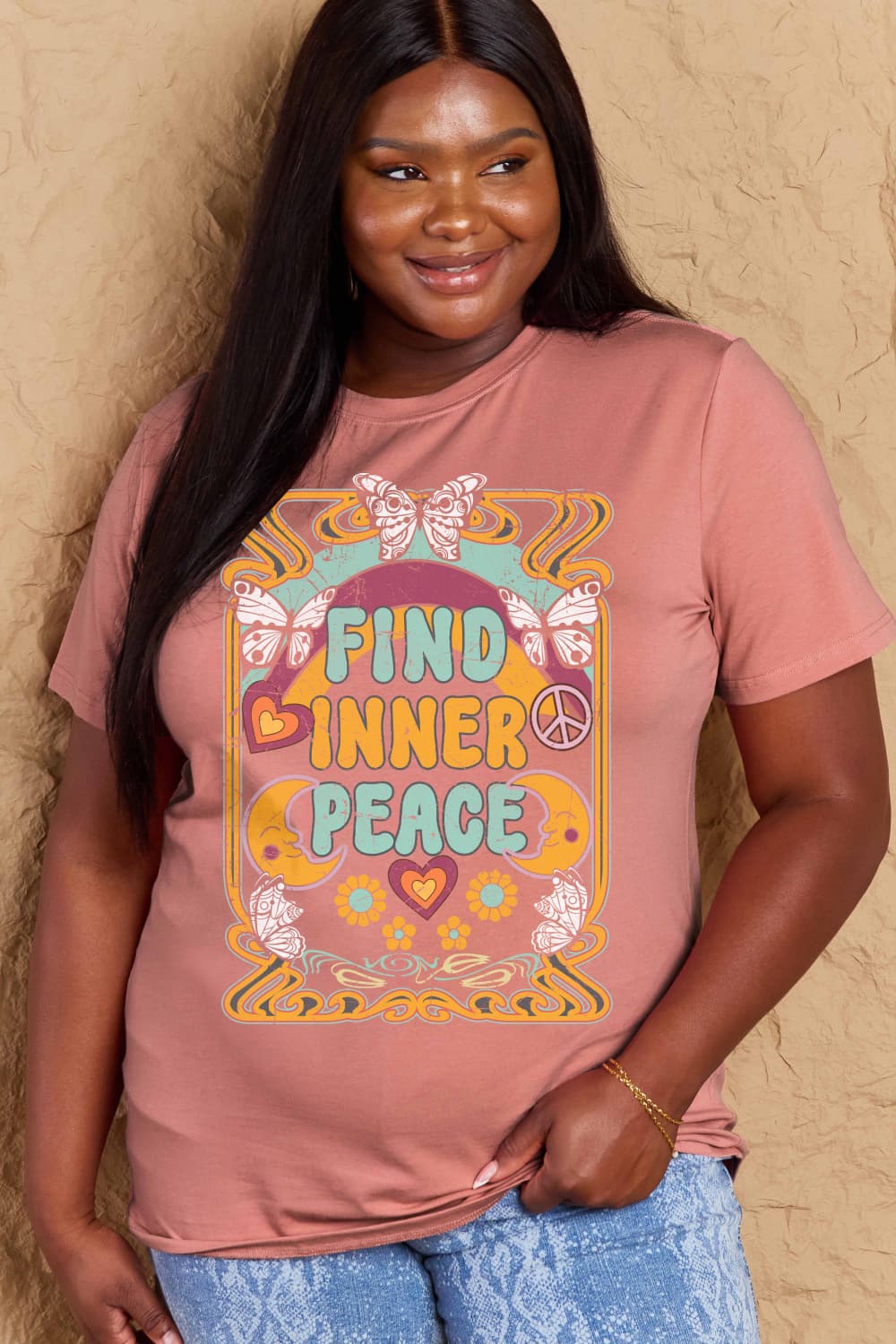 Simply Love FIND INNER PEACE Graphic Cotton T-Shirt