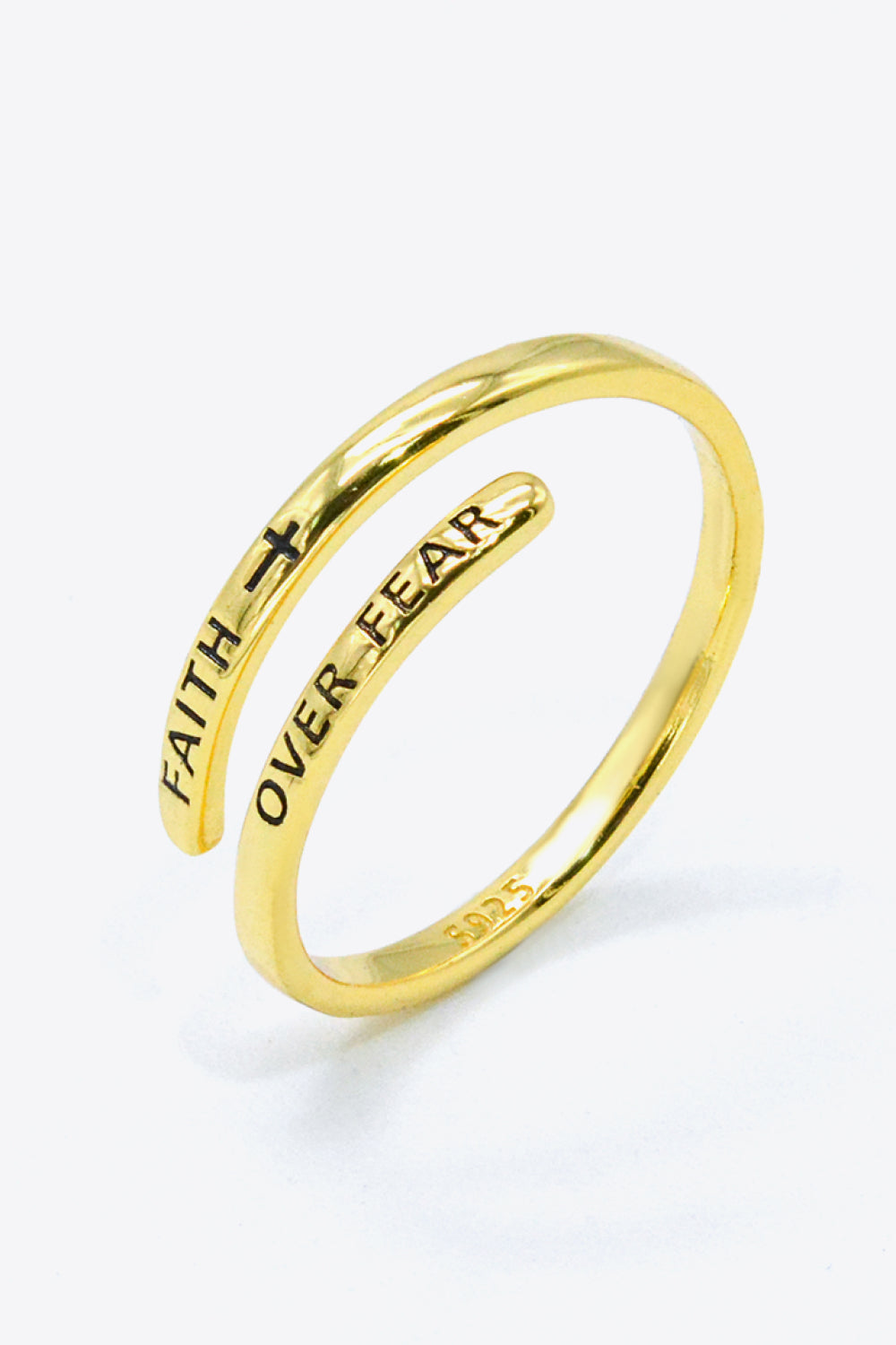 FAITH OVER FEAR 18K Gold-Plated Bypass Ring