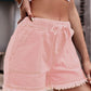 Essentially Yours Drawstring Raw Hem Denim Shorts