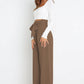 Office Chic Tie Front Wide Paperbag Waist Leg Pants