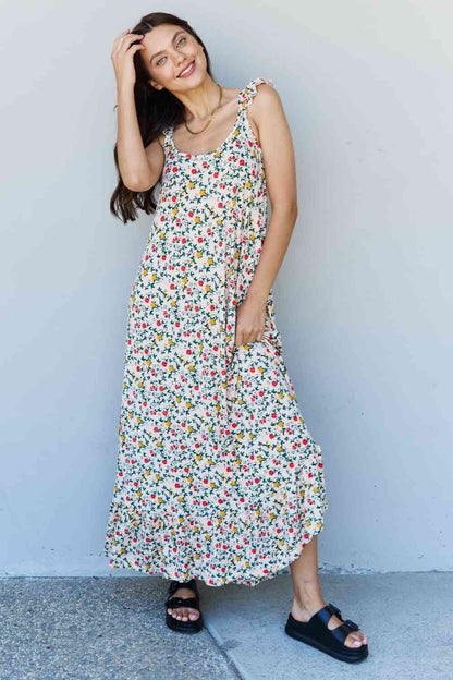 Doublju In The Garden Floral Ruffle Maxi Dress in Natural Rose