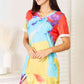 Double Take Free Spirit Tie-Dye V-Neck Twisted Dress