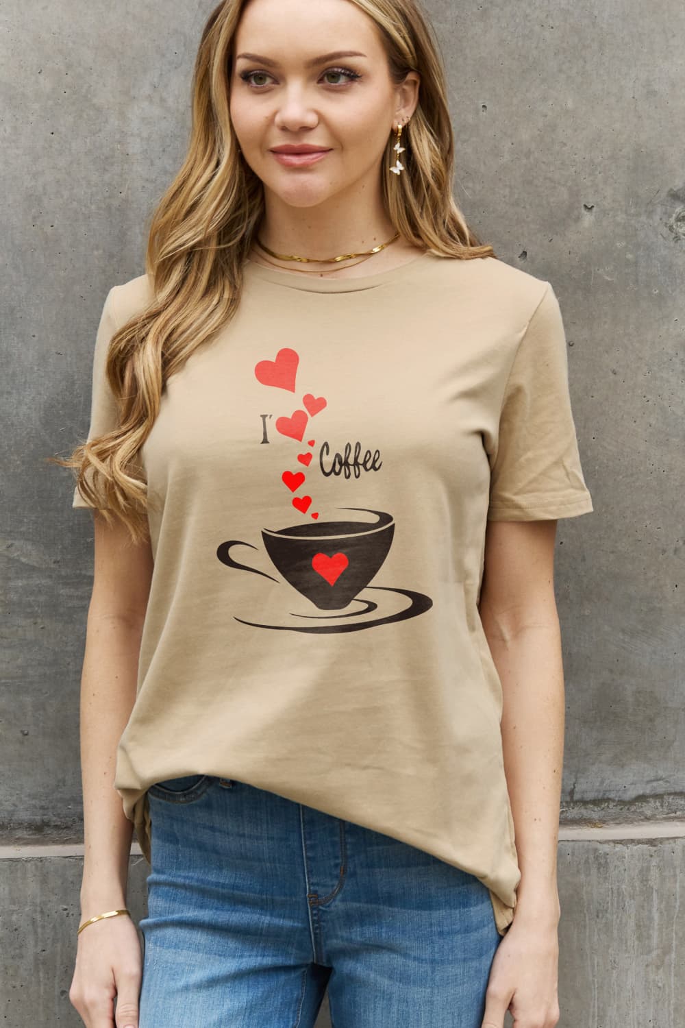 Simply Love I LOVE COFFEE Graphic Cotton Tee