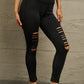 Rise And Rock Out Wide Waistband Distressed Slim Fit Leggings
