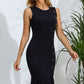 Some Nights Last Forever Decorative Button Split Ribbed Sleeveless Knit Dress