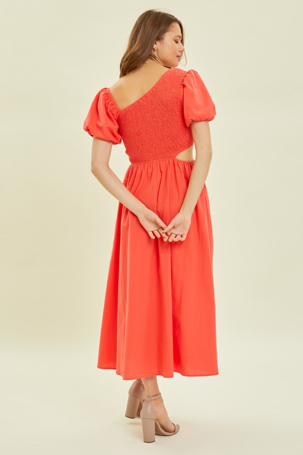 HEYSON Aspire to Inspire Smocked Cutout Midi Dress