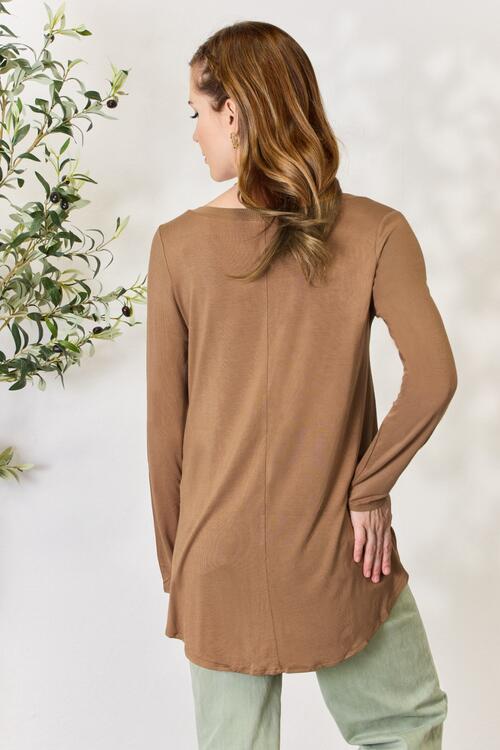 Zenana Glamour and Grace Long Sleeve V-Neck Top