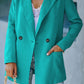 Double Take Boss Babe Double-Breasted Padded Shoulder Blazer with Pockets