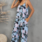 Vacation Mode On Botanical Print Spaghetti Strap Cropped Jumpsuit