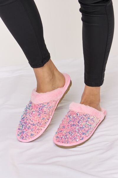 Forever Link Sprinkle with Sparkle Sequin Plush Round Toe Slippers