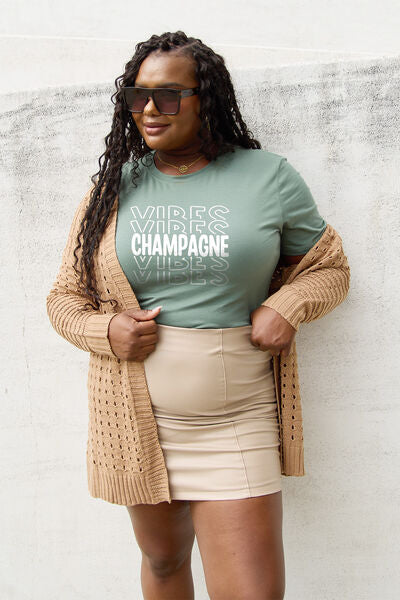 Simply Love CHAMPAGNE VIBES Short Sleeve Graphic T-Shirt