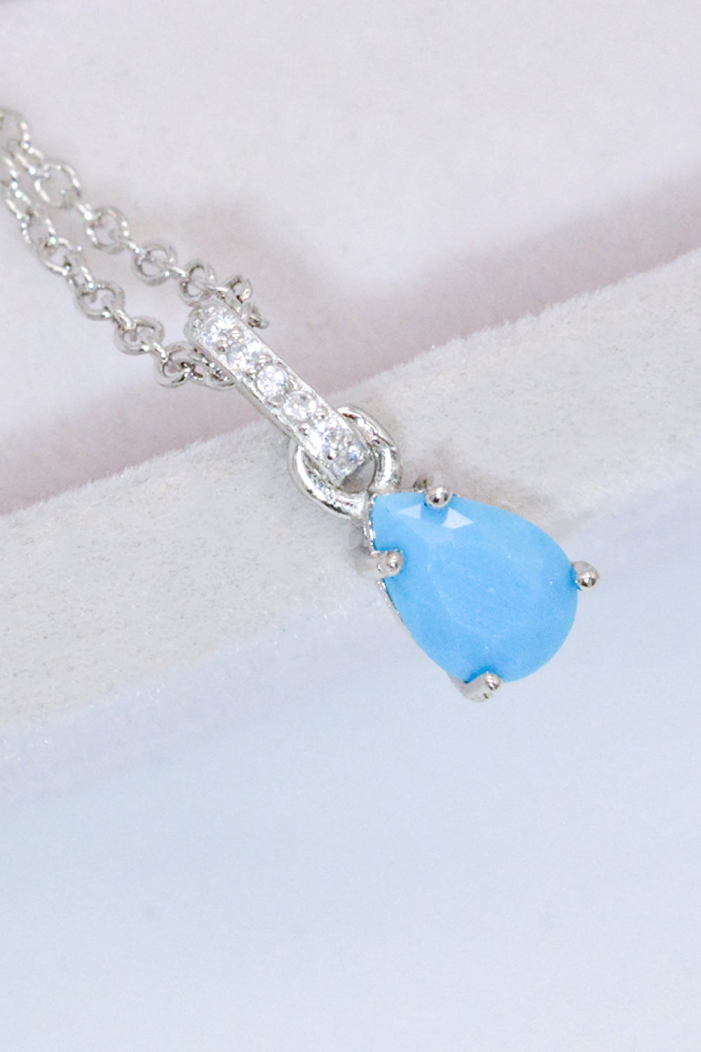 Turquoise 4-Prong Teardrop Pendant Necklace