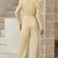 Wife Mom Boss Belted Long Puff Sleeve V-Neck Jumpsuit