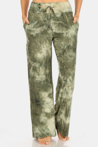 Leggings Depot Glam and Chill Buttery Soft Printed Drawstring Pants in Green