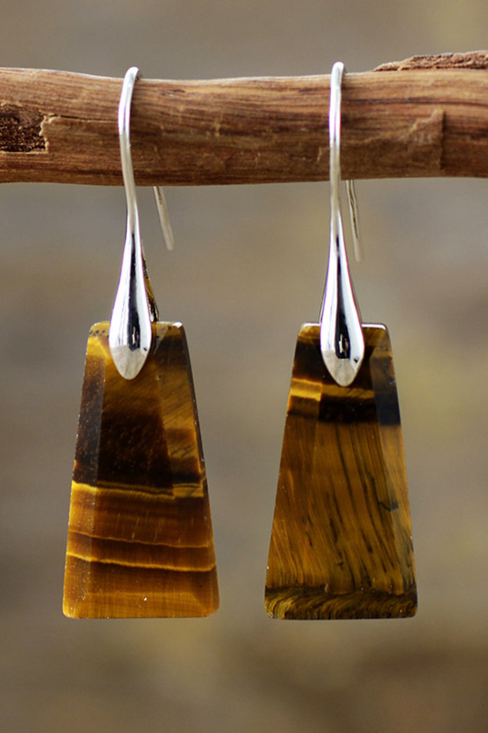 Everything Changes Handmade Natural Stone Dangle Earrings in Geometrical Shape