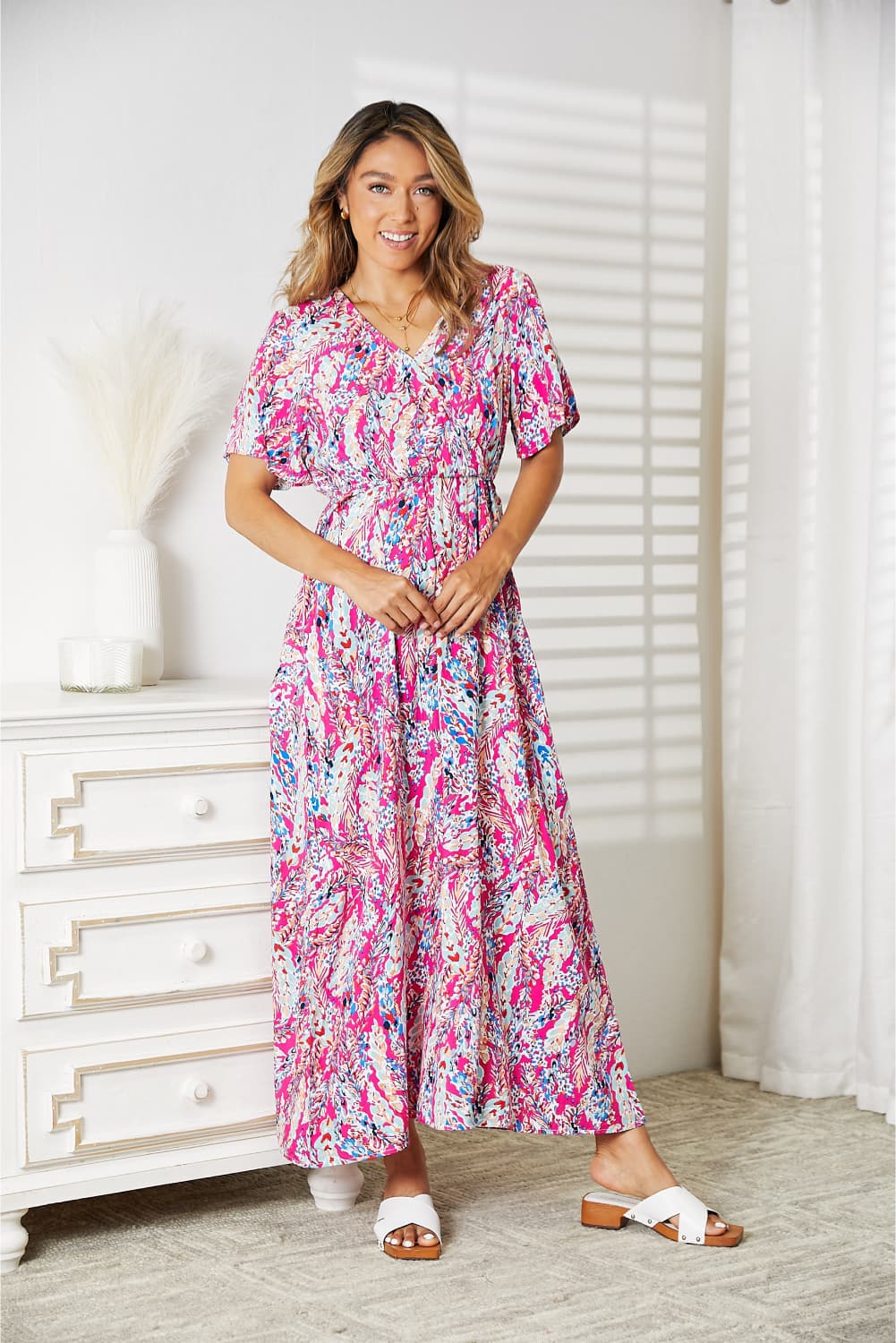 Double Take Forever My Lady Multicolored V-Neck Maxi Dress