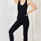 Zenana The Simple Life V-Neck Sleeveless Jumpsuit in Black