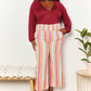 Double Take Keep Smiling Striped Smocked Waist Pants with Pockets