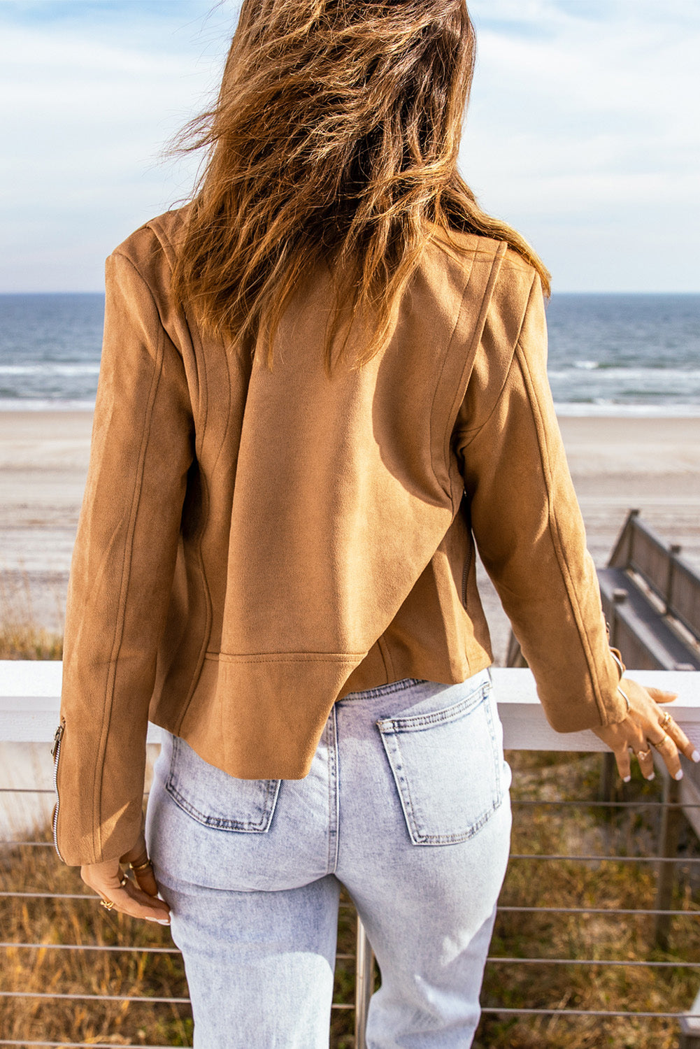 Ride Out With Me Zip-Up Suede Jacket