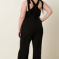 Mittoshop Best Day Of My Life Rib Knit V-Neck Cross Back Jumpsuit
