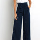 Office Chic Tie Front Wide Paperbag Waist Leg Pants
