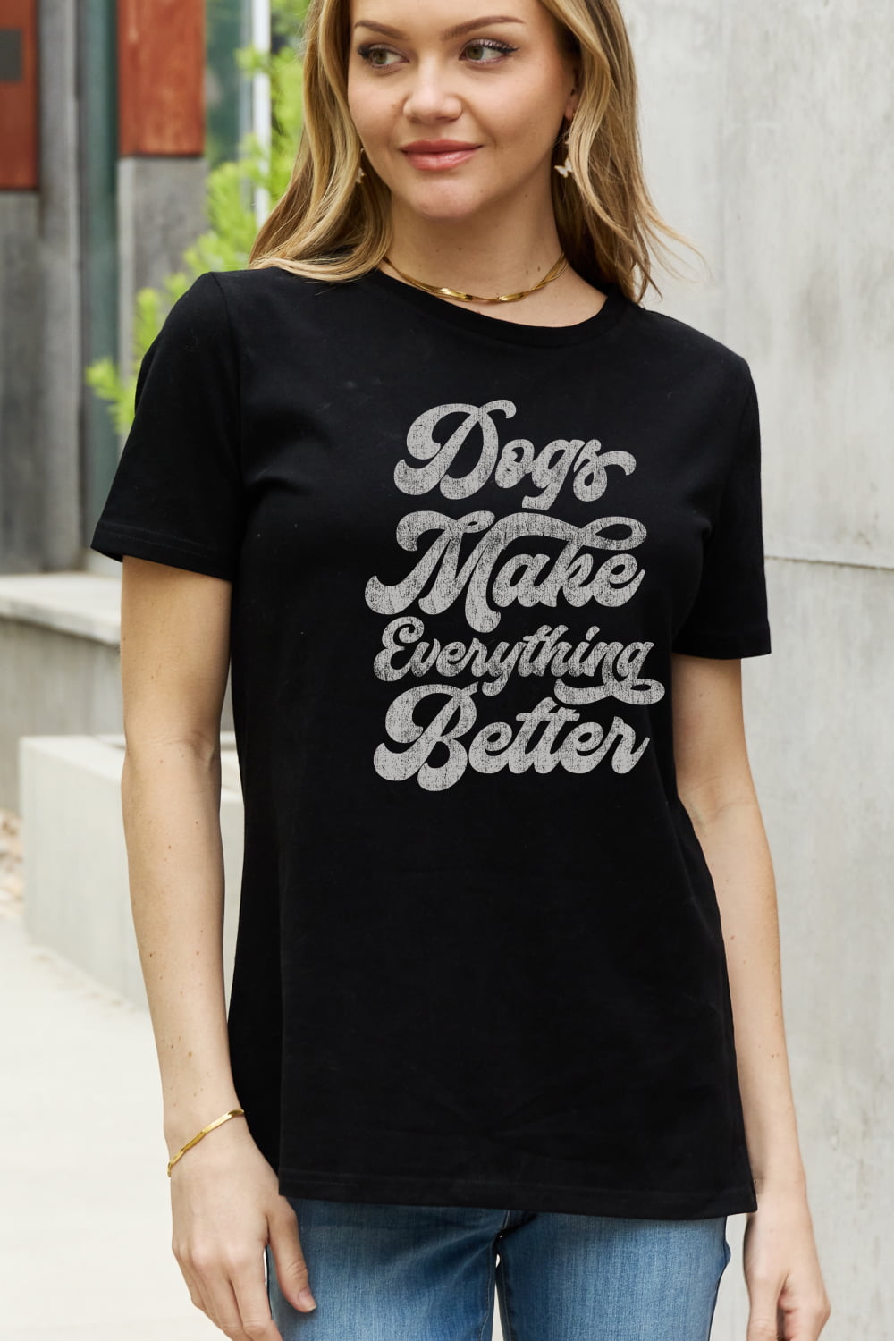 Simply Love DOGS MAKE EVERTHING BETTER Graphic Cotton Tee