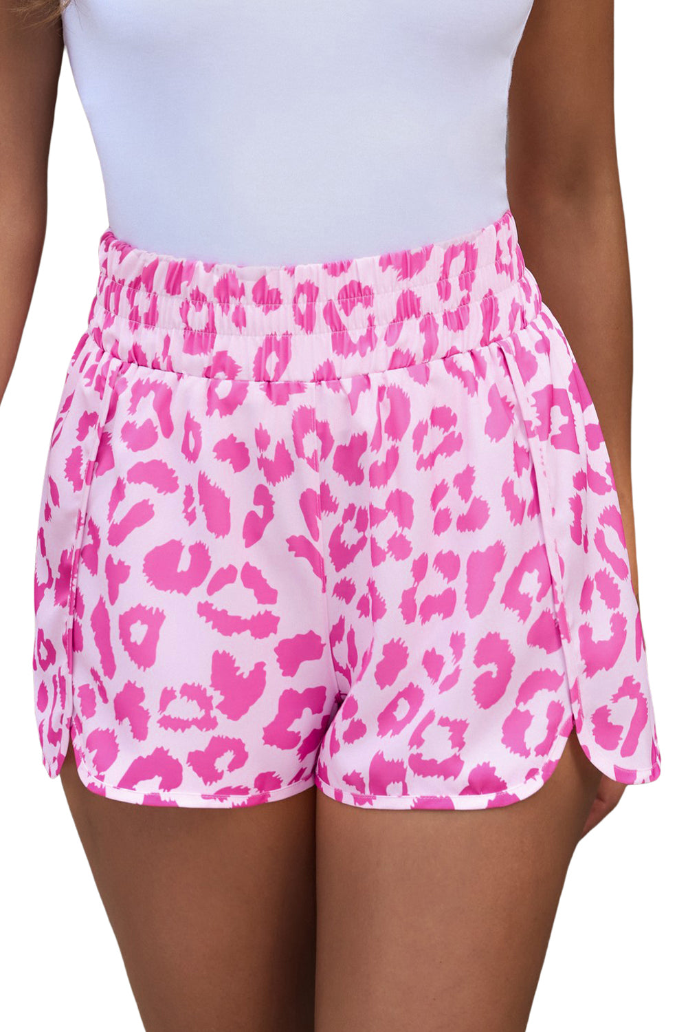 Wild in Pink Leopard Elastic Waist Shorts