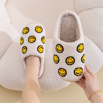 Melody A Perfect Day Smiley Face Cozy Slippers in Yellow Smile Mix