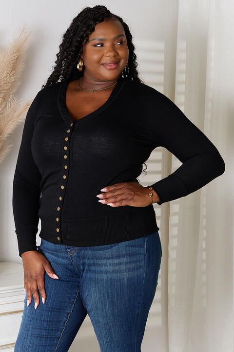 Zenana Memories V-Neck Long Sleeve Cardigan