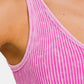 Zenana The Right Track Washed Ribbed Cropped Tank in Bright Mauve