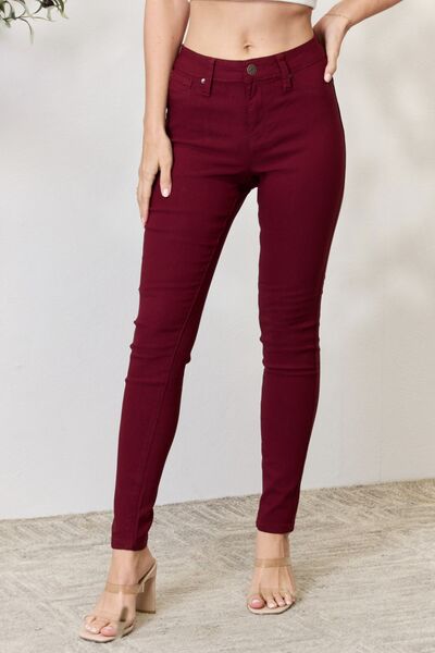 YMI Jeanswear Alayna Hyperstretch Mid-Rise Skinny Jeans in Dark Wine