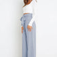 Office Chic Tie Front Wide Paperbag Waist Leg Pants