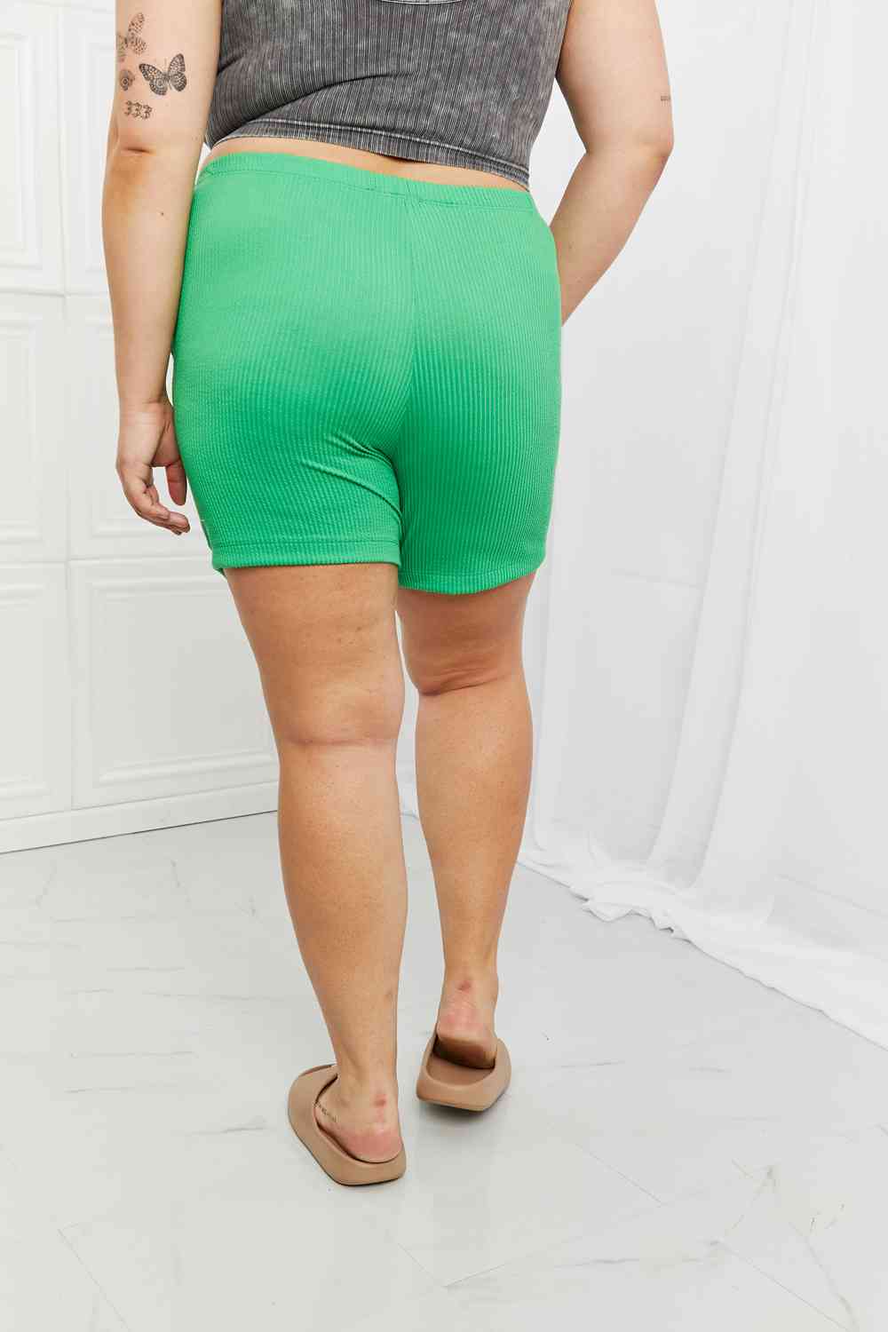 Blumin Apparel Too Good Ribbed Shorts in Green