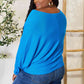 Zenana Fall Vibin' Batwing Sleeve Blouse in Cobalt Blue