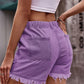 Essentially Yours Drawstring Raw Hem Denim Shorts