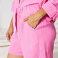 Double Take Think Pink Textured Shirt and Elastic Waist Shorts Set