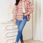 Double Take Peachy In Plaid Collared Neck Long Sleeve Button-Up Shirt