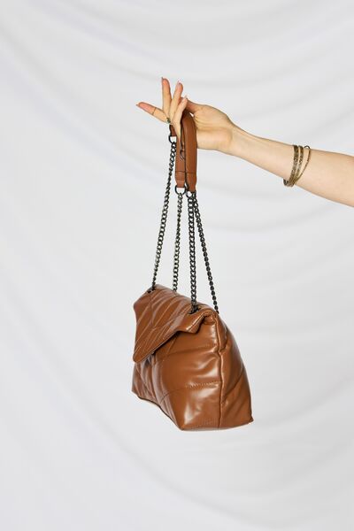 SHOMICO Break The Chains PU Leather Chain Handbag in Tan