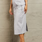 HYFVE Professional Poise Buckled Midi Skirt in Light Gray