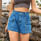 Turn Up The Music High-Waist Denim Shorts with Pockets