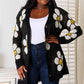 Double Take Sunshine Blossoms Floral Button Down Longline Cardigan