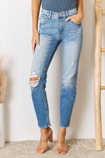 Kancan Maeve High Rise Distressed Slim Straight Jeans