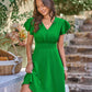 The Greener Side of Life Flutter Sleeve V-Neck Dress