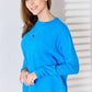 Zenana Cozy and Cute Ribbed Trim Round Neck Long Sleeve Top