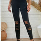 Rise And Rock Out Wide Waistband Distressed Slim Fit Leggings