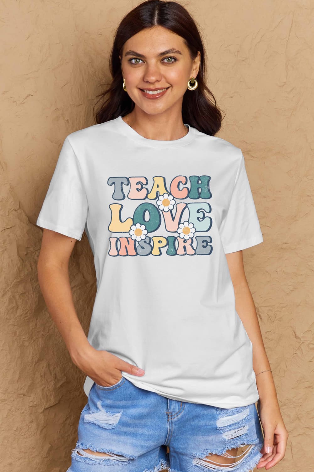 Simply Love TEACH LOVE INSPIRE Graphic Cotton T-Shirt